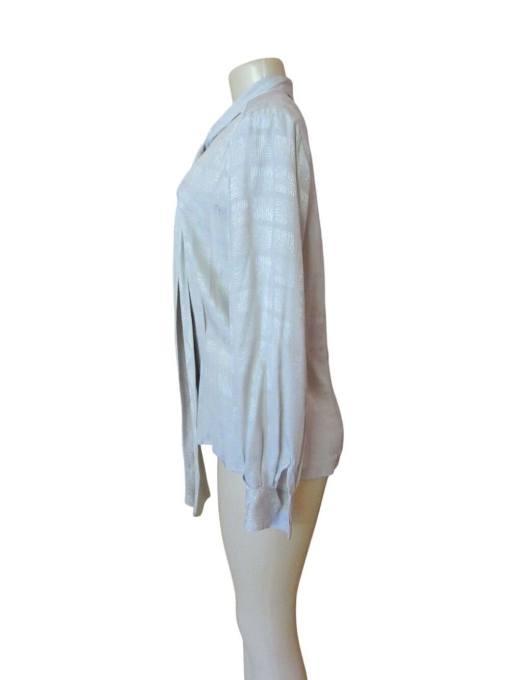 Vintage Christian Dior Gray Silk Blouse With Attached Bow Tie Size 10 - Picture 4 of 8